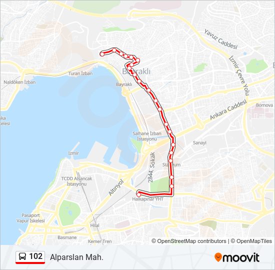 102 bus Line Map