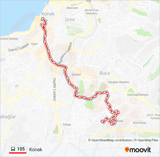 105 Bus Line Map