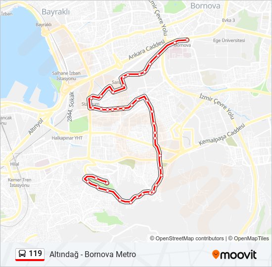 119 otobüs Hattı Haritası