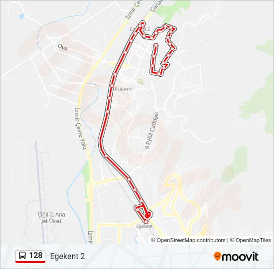 128 Bus Line Map