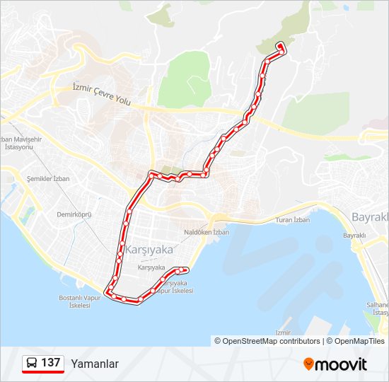 137 otobüs Hattı Haritası