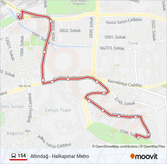 154 bus Line Map