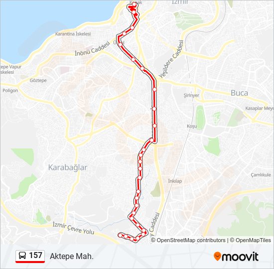 157 otobüs Hattı Haritası