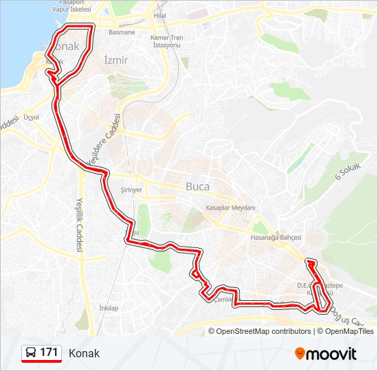 171 otobüs Hattı Haritası