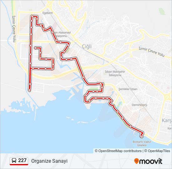 227 otobüs Hattı Haritası