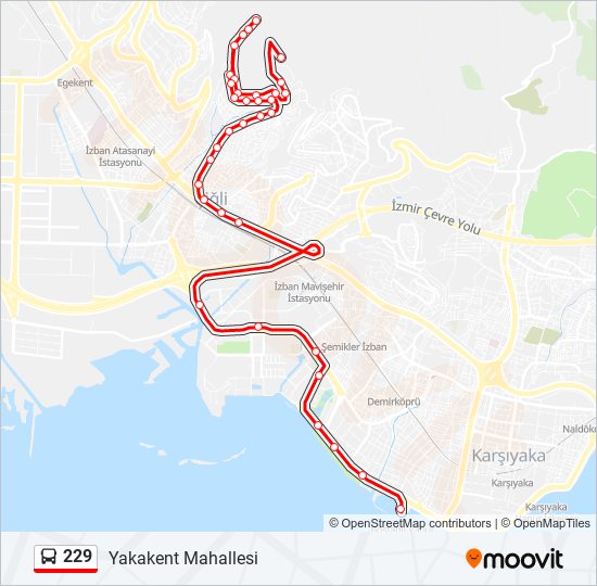 229 otobüs Hattı Haritası