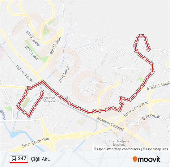 247 bus Line Map