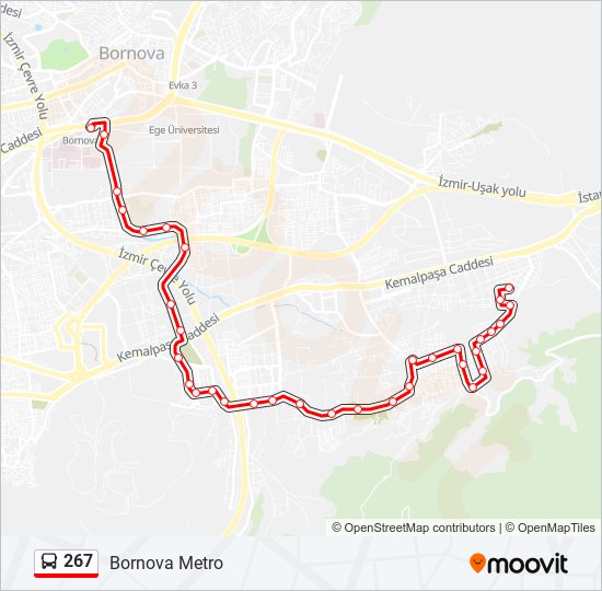 267 Guzergahi Saatleri Duraklari Ve Haritasi Bornova Metro