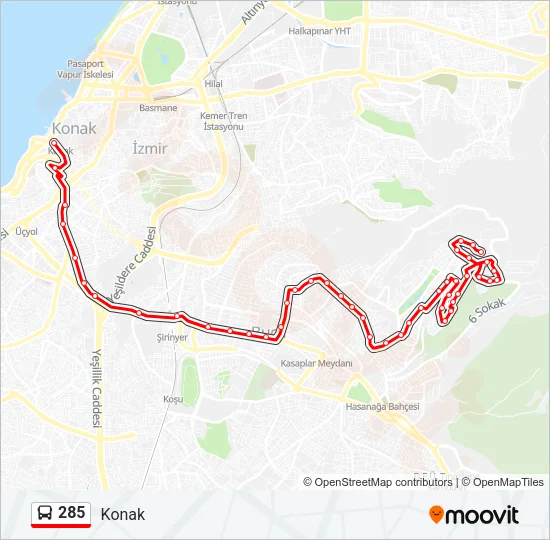 285 Bus Line Map
