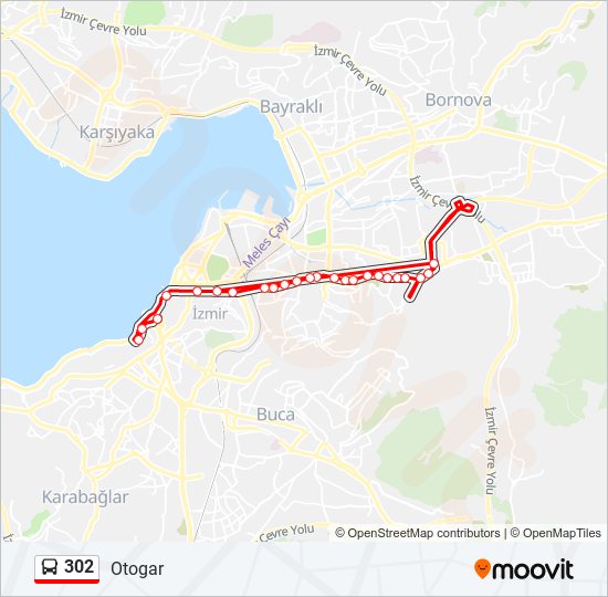 302 otobüs Hattı Haritası