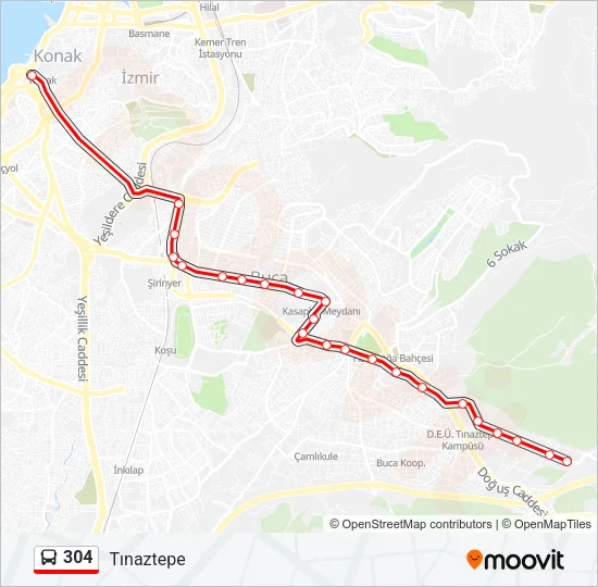 304 Bus Line Map