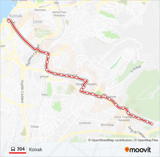 304 bus Line Map