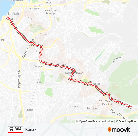 304 Bus Line Map