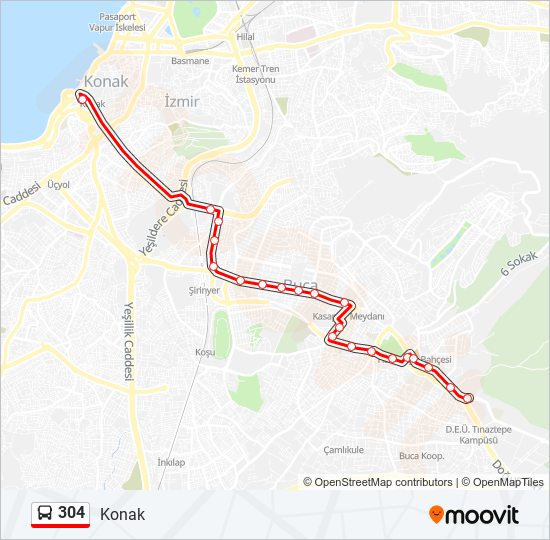 304 bus Line Map