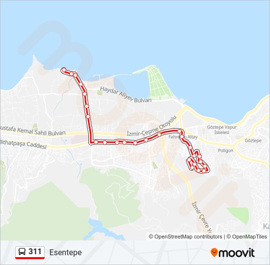 311 otobüs Hattı Haritası