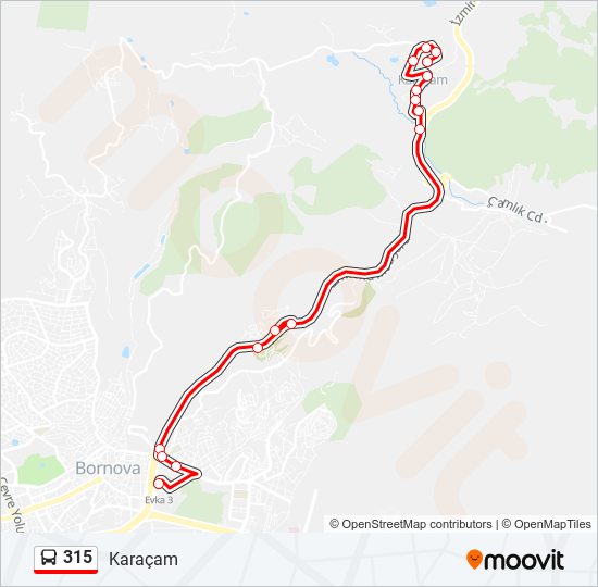 315 otobüs Hattı Haritası