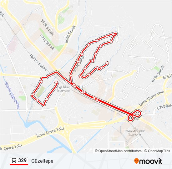 329 bus Line Map