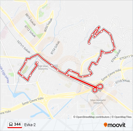 344 bus Line Map