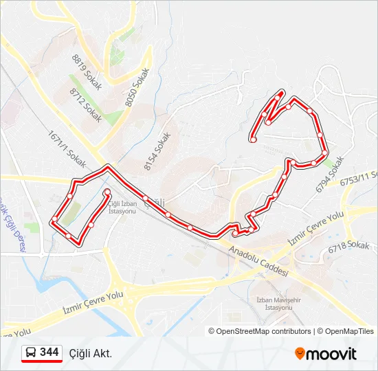 344 Bus Line Map