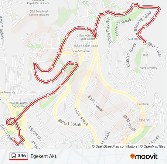 346 Bus Line Map