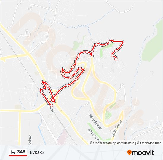 346 otobüs Hattı Haritası