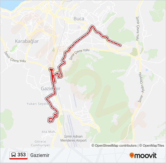 353 otobüs Hattı Haritası