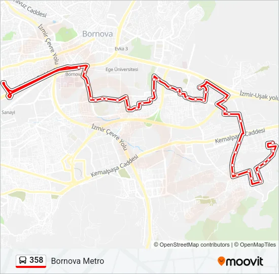 358 Bus Line Map