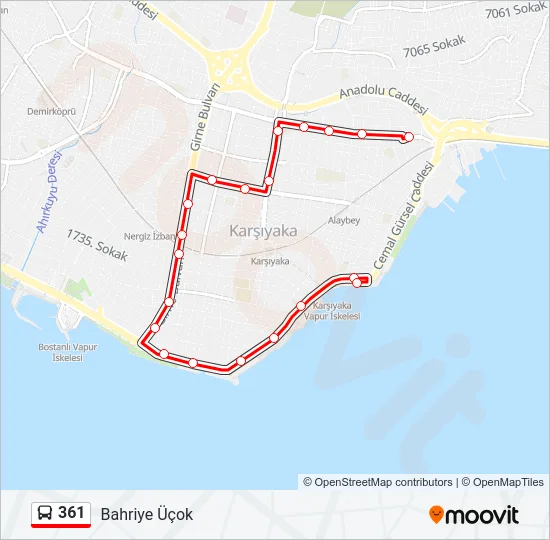 361 Bus Line Map