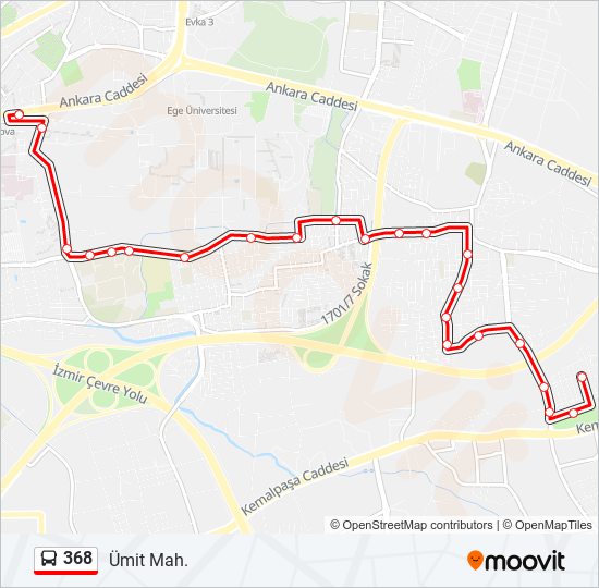 368 bus Line Map