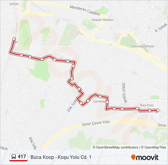 417 otobüs Hattı Haritası