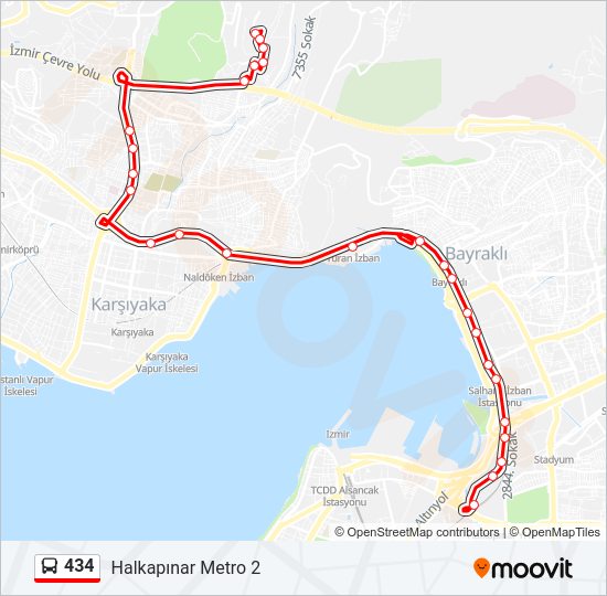 434 otobüs Hattı Haritası