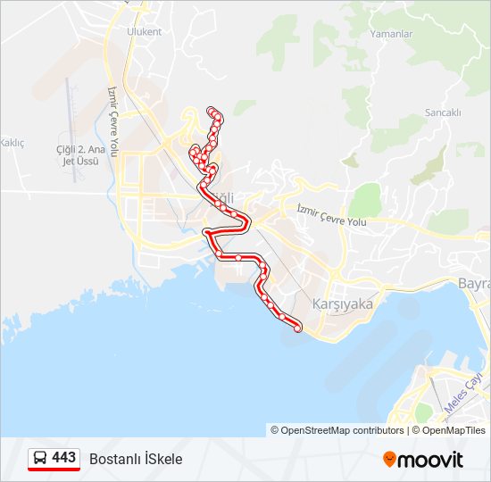 443 bus Line Map