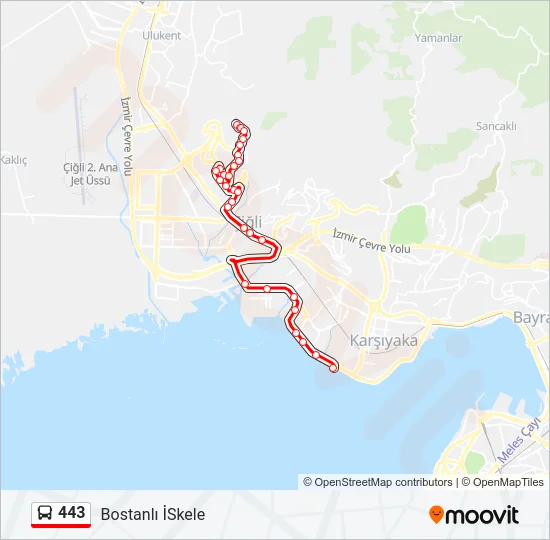 443 Bus Line Map