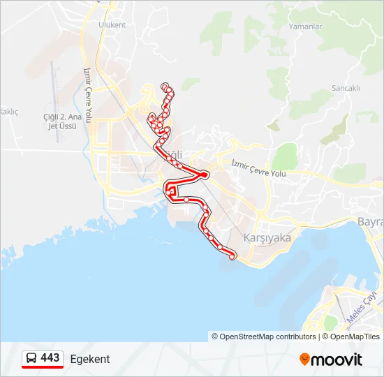 443 Bus Line Map