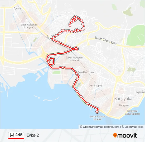445 Bus Line Map