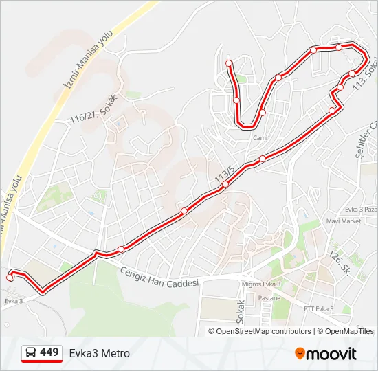 449 Bus Line Map