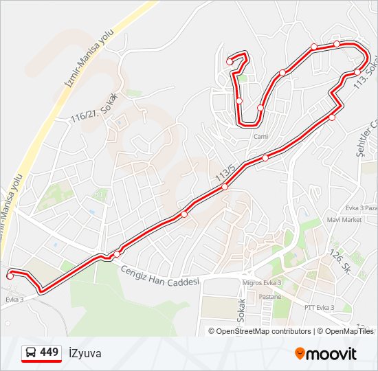 449 bus Line Map