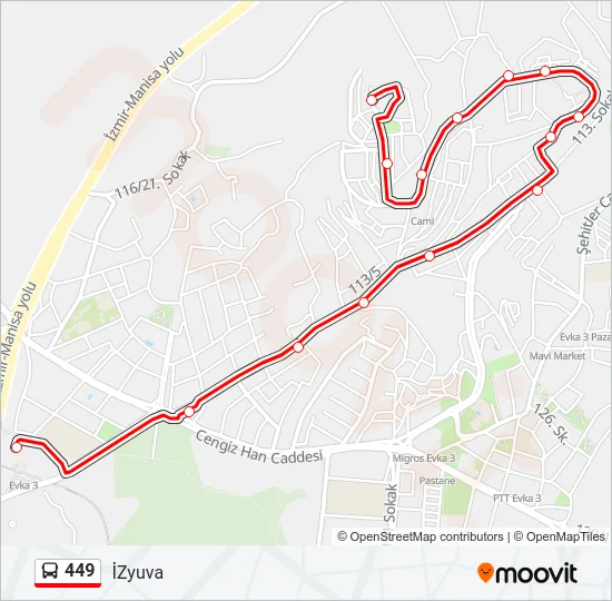 449 Bus Line Map