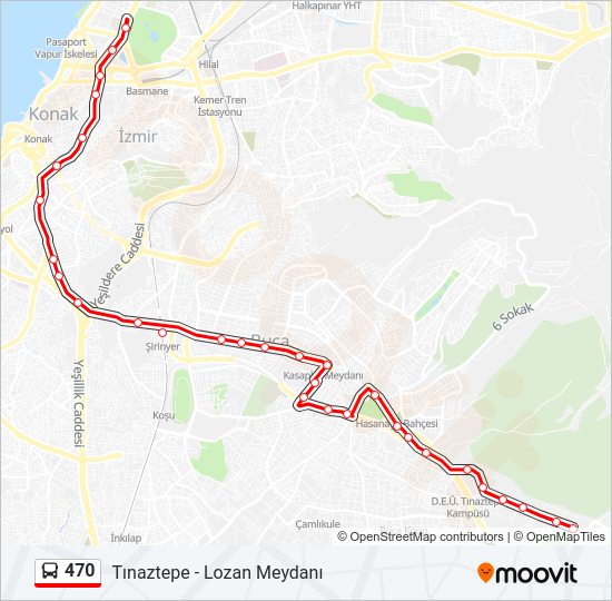 470 otobüs Hattı Haritası