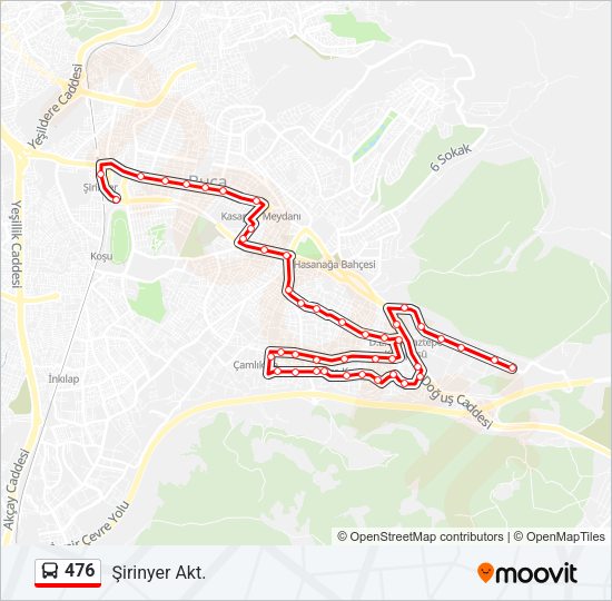476 otobüs Hattı Haritası