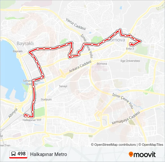 498 Bus Line Map