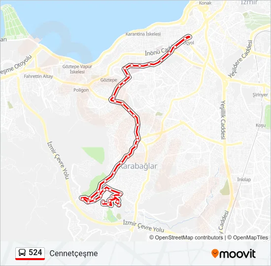 524 Bus Line Map