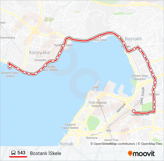 543 Bus Line Map