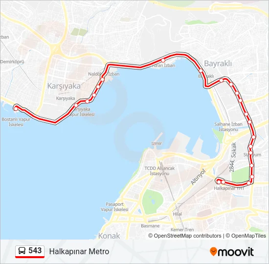 543 Bus Line Map