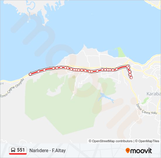 551 otobüs Hattı Haritası