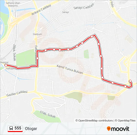 555 Bus Line Map