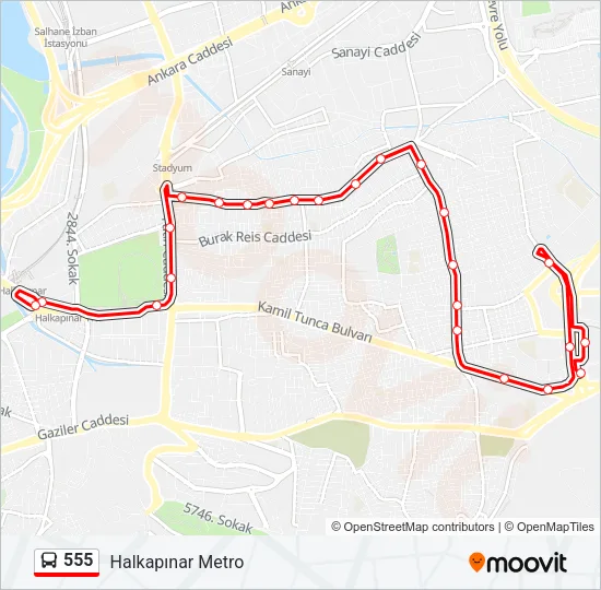 555 Bus Line Map