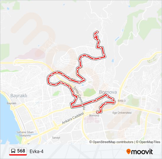 568 otobüs Hattı Haritası