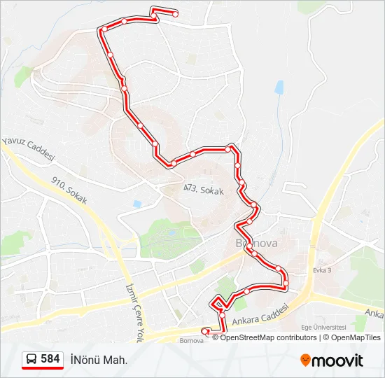 584 Bus Line Map