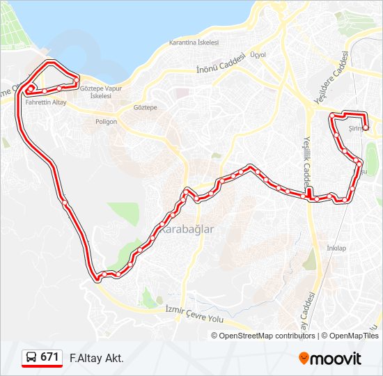 671 bus Line Map